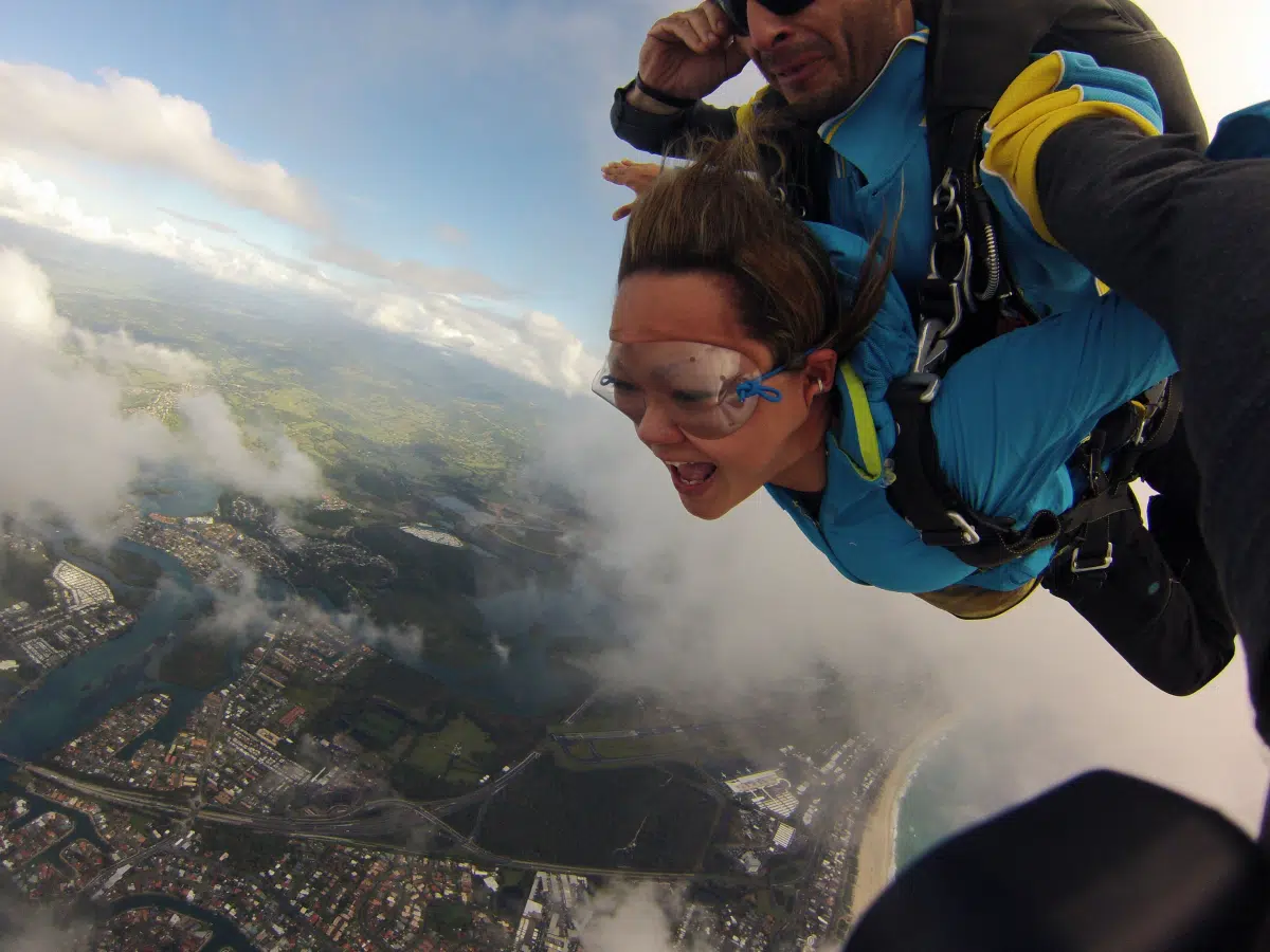 reality of being a travel blogger - skydiving in australia